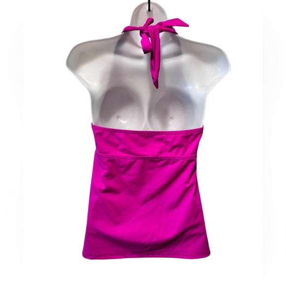 Title Nine Set It Forget It Tankini Top Sz L Raspberry ANEMONE Halter Style - Picture 3 of 4